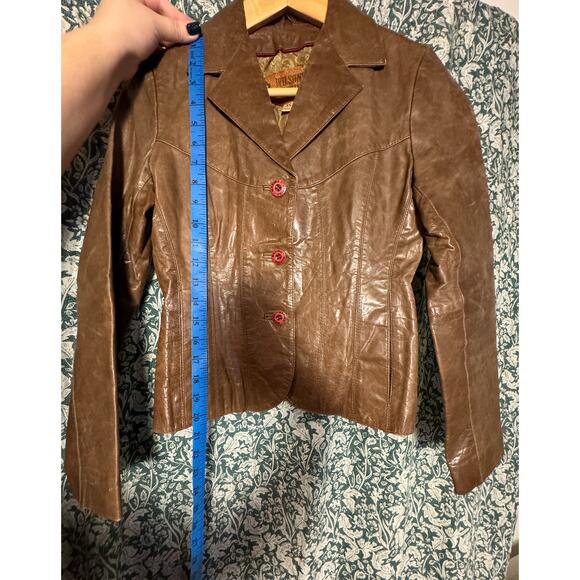 Vintage Brown Wilsons Leather 100% Leather Women's Fitted Maxima 1990s Y2K 1970s - Picture 6 of 16